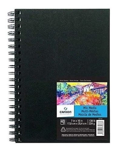 Bloco Canson Artbook Mix Media 17,7cm X 25,4 Cm 224g C/40fls