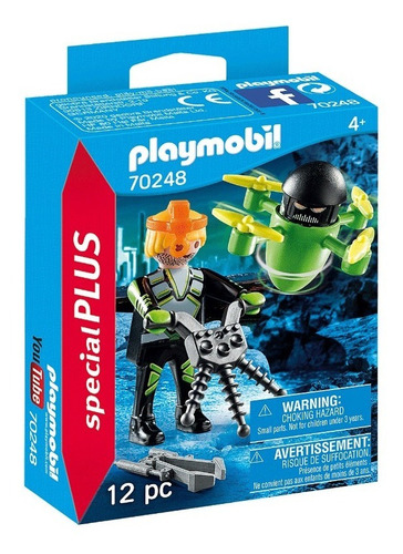 Figura Armable Playmobil Special Plus Agente Con Dron 12 Pc