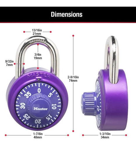 Imagen 5 de 6 de Pack De 2 Candados Master Lock 1530t