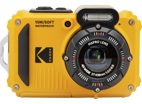 Cámara Digital Compacta Kodak Amarilla a Prueba de Agua - Compatible con Micro-SD, Micro-SDHC, Micro-SDXC