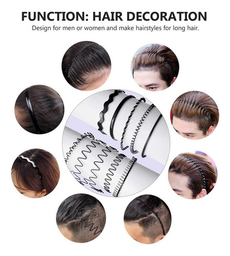 . 10 Piezas Hombres Moda Ondulada Diadema Metal Elástica