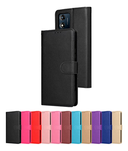 Capa Capinha Carteira Couro Compativel Motorola E13 Lisa 