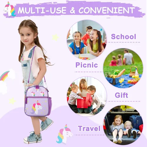 Bolsa De Almuerzo Con Diseno De Unicornio Para Nina, Bonita