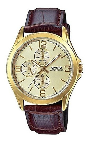 Casio Mtpv301gl9a Reloj Multifuncional De Banda De Cuero Dor