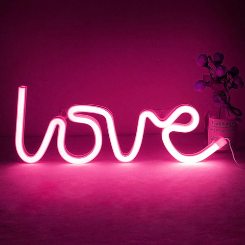 Love - Lámpara Led De Neón, Con Forma De Corazón, Funciona C