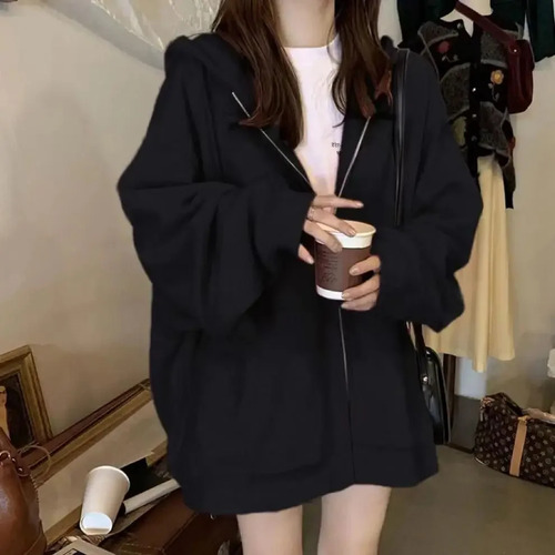Chaqueta Tipo Sudadera Holgada Con Capucha Para Mujer