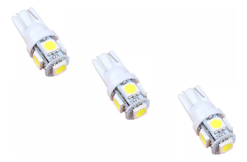 Bombillo Muela T10, Pack De 3, Led 12v 5050 5-smd