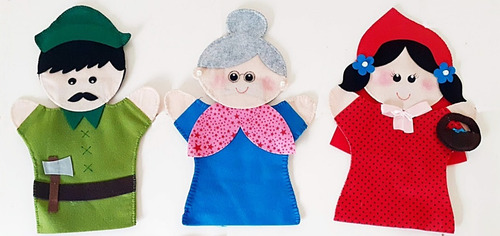 Fantoche Chapeuzinho Vermelho Feltro - Kit Com 5 Personagens