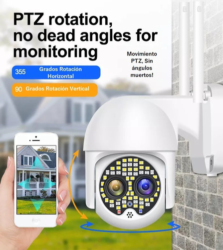 Imagen 7 de 9 de Camara Doble Lente Exterior Audio Wifi Gran Aumento+ 59 Leds