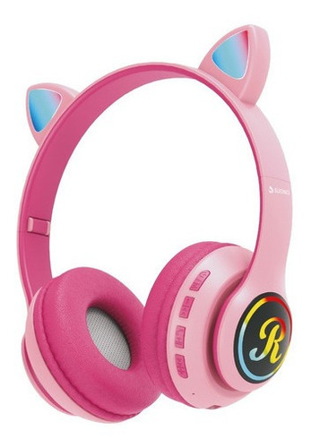 Auriculares Inalámbricos Infantiles Bluetooth Orejas Gatito Color Rosa
