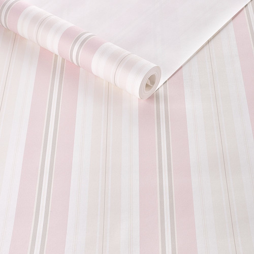 Imagem 1 de 4 de Papel De Parede Textura Emborrachada Listrado Rosa Importado