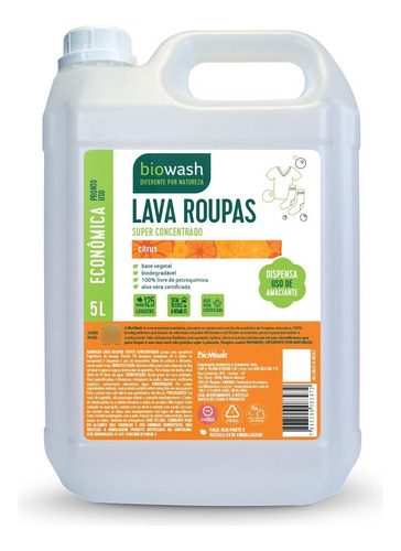Lava Roupas Citrus Biodegradável Biowash 5l