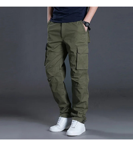 Calças Cargo Masculinas De Algodão Com Vários Bolsos