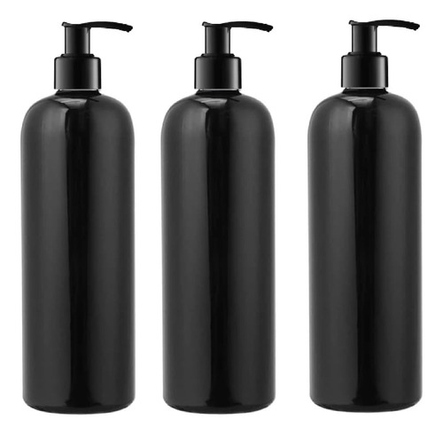 Kit 3 Dispensadores Negro Vintage Plastico,jabon,shampo 500m