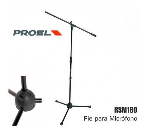 Imagen 3 de 4 de Base Atril Para Microfono Stand Proel Rsm 180bk