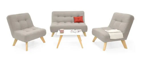 Sofá Navara + 2 Poltronas Porto Y Mesa De Centro Nova