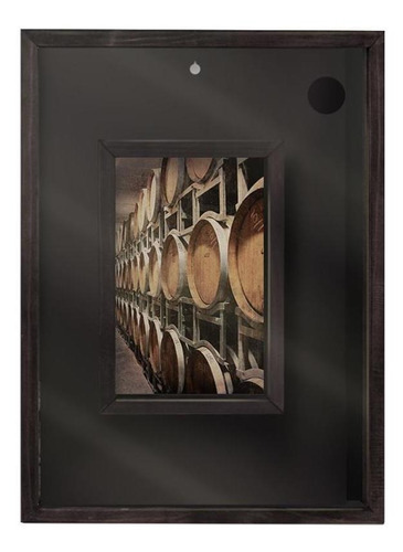 Quadro decorativo Maison de Lele Quadro quadro porta rolhas luxo - barris cor da armação preto de 35cm x 42.5cm - mdf