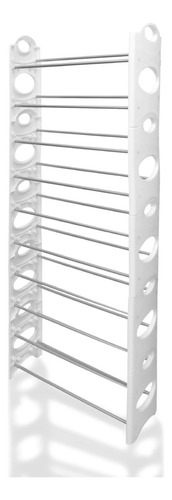 Rack Zapatera 10 Niveles 30 Pares Zapatos Organizador Mueble Color Blanco