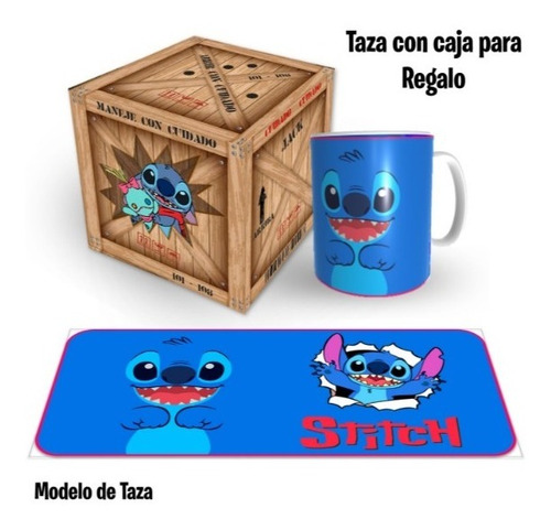 Taza Modelo Stitch, Wood, Con Caja Para Regalo, Con Envio