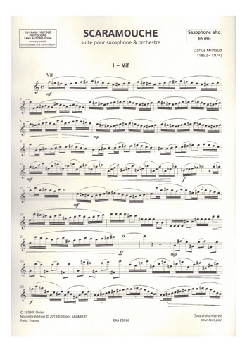 D. Milhaud: Scaramouche, Suite Pour Saxophone & Orchestre, R