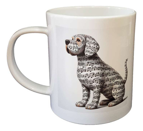 Taza Plastico Perro Tierno Hecho Con Notas Musicales