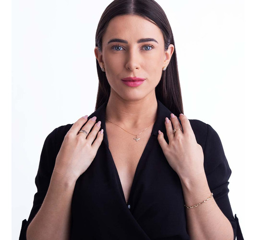 Anel Pavê Redondo Em Ouro 18k Com 37 Pontos De Diamante Aro