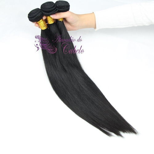 Cabelo Humano Liso  Em Tela Castanho 40cm 300g Promoção