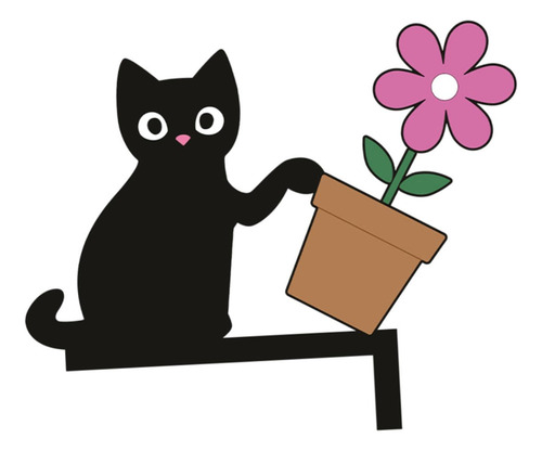 Fa Esquina De La Puerta Derecha Gato De Maceta De Flores
