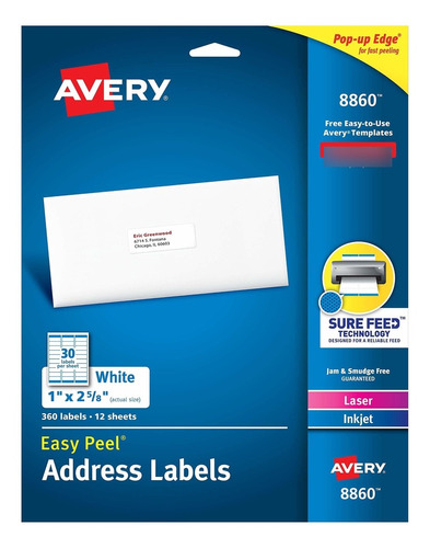 Avery Etiqueta Impresora Laser Inyeccion Tinta 360 1 2-5