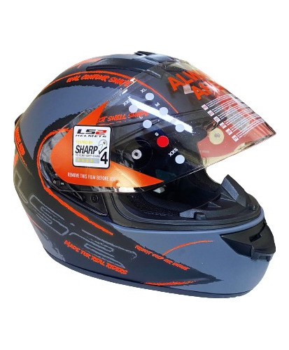 Casco Moto Ls2 Ff352 Brush Naranja Gris Negro