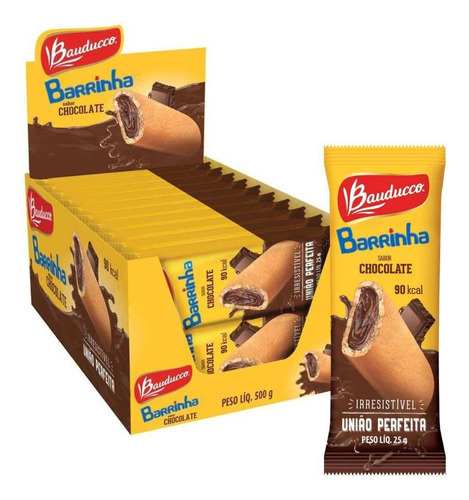 Barrinha Bauducco 20 Barrinhas Recheio Chocolate 25g