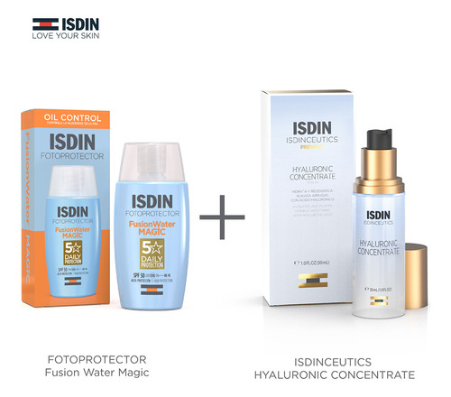 Combo Isdin Hyaluronic Serum + Fusion Water Magic Spf50