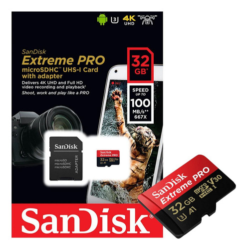 Cartão Memória Sandisk Sdhc Uhs-i 32gb Extreme Pro U3 4k