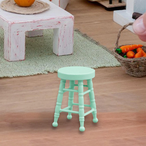 2 Silla De Bar A Escala 1/12, Modelo De Taburete En Verde
