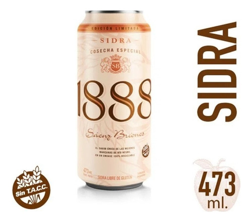 1888 Saenz Briones Premium lata sidra 473ml clasica sin tacc