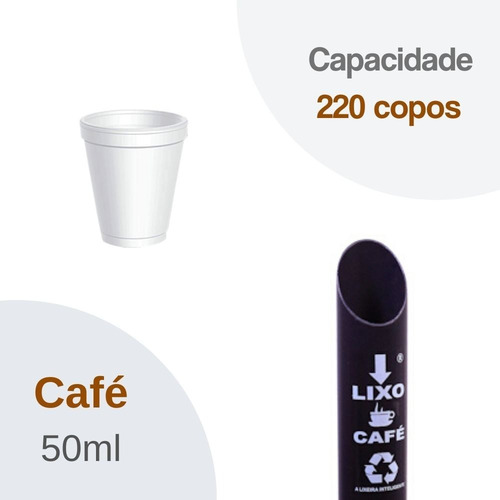 Imagem 2 de 4 de Dispensador Coletor Para Copo Descartavel Pvc Café Lixeira
