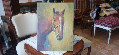 Antigua Pintura Sobre Madera Caballo 40.5cm 30.5cm N38