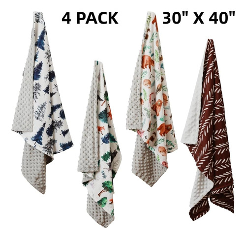 Paquete De 4 Mantas De Bebe Soft Woodland De 30 X 40 Para...