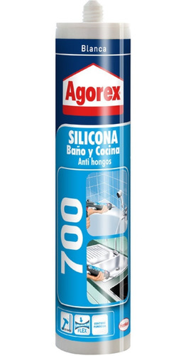 Silicona Agorex 700 Baño Y Cocina Anti Hongos 300ml Blanca