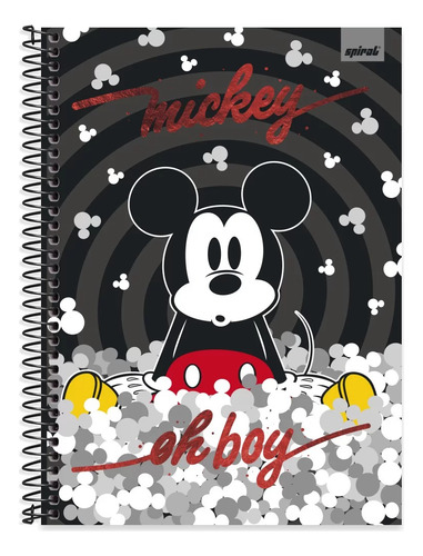 Caderno Mickey Clássico Mouse Capa Dura 1 Matéria 80 F Cor Preto