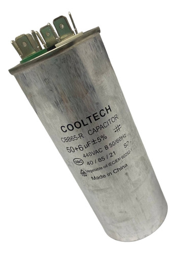 Capacitor Dual Aire Acondicionado 50+6 Mf/uf Cooltech 440vac