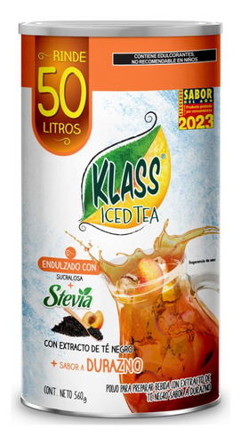 Klass Iced Tea Extracto De Té Negro Sabor Durazno - 560 G