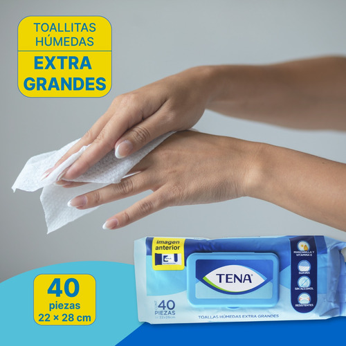 Toallas Húmedas Extra Grandes Tena 40pz Resistentes Suaves