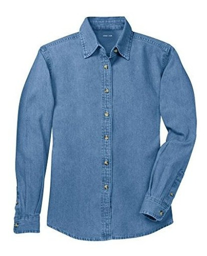 Señoras Manga Larga Valor Denim Camisas En Tallas Xs4 X L