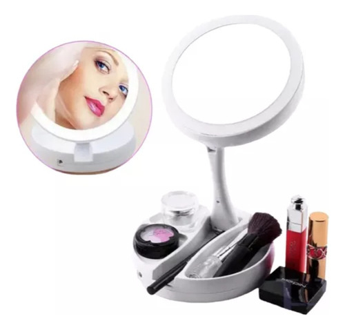 Espejo Doble Portable P/ Maquillaje Luz Led Tactil Usb X10