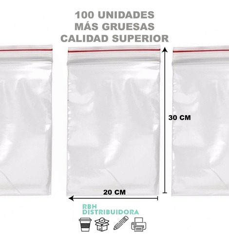 Imagen 9 de 9 de Bolsas Con Cierre Hermético Zipper 20x30 Cm Pack X 100 U