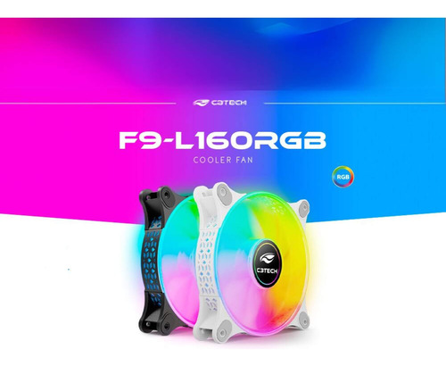 Cooler Fan Gabinete Gamer F9-l160wh Branco Rgb 12cm C3 Tech