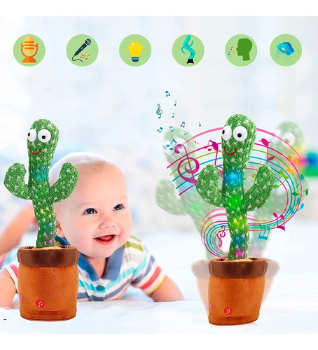 Imagen 7 de 8 de Juguete Peluche De Cactus Bailarín Educativo Escandalosos