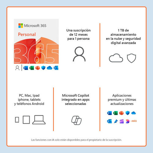 Microsoft 365 Personal 12 Meses Licencia 1 Usuario Pc Mac
