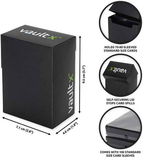 Caja Para Barajas Vault X Y 100 Fundas Negras Para Cartas, T